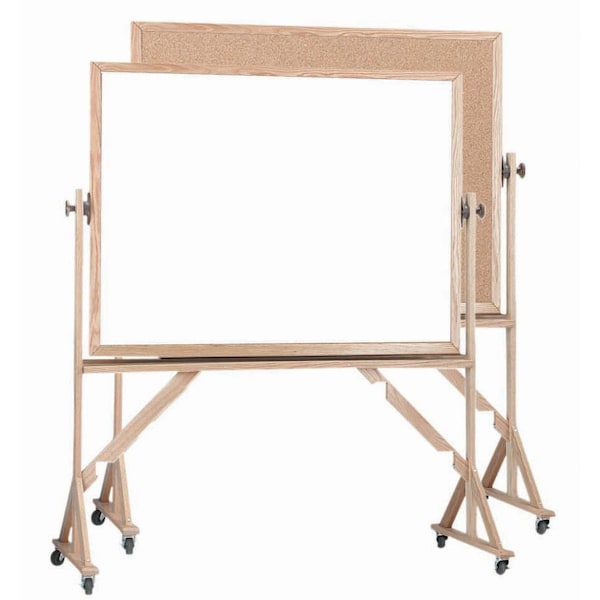 Aarco Reversible Freestanding Combination Board w/ a Red Oak Frame, Board Size 48''HX72''W WRBC4872 - main