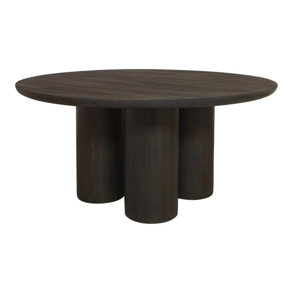 Homeroots 63" Dark Brown Solid Wood Round Top Dining Table 611871 - main