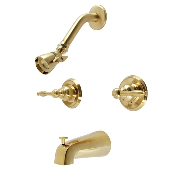 Kingston Brass Double-Handle Tub and Shower Faucet, Brushed Brass KB247KL - main