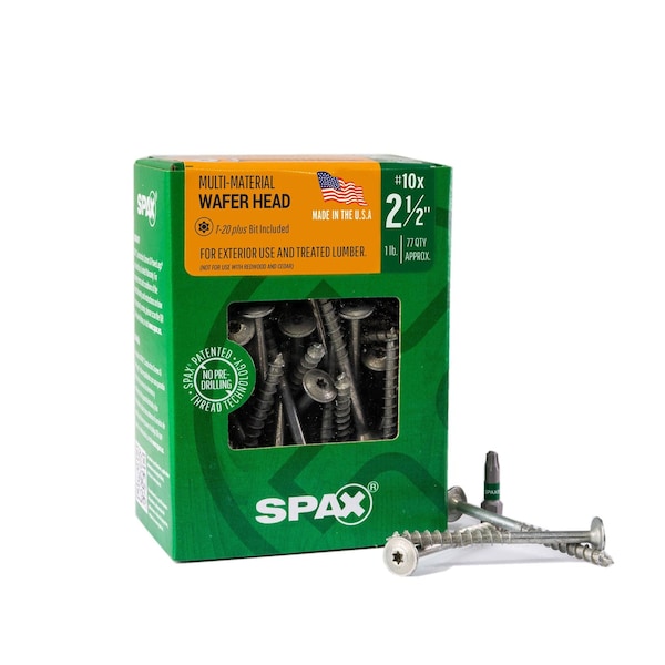 Spax #10 x 2-1/2 in Exterior Wood Deck Screws Construction Wafer Head T-Star Plus, 77PK 4281670500604 - main