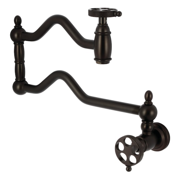 Kingston Brass Wall Mount Pot Filler Faucet with Knurled Handle, Oil Rubbed Bronze KS2105RKX - main