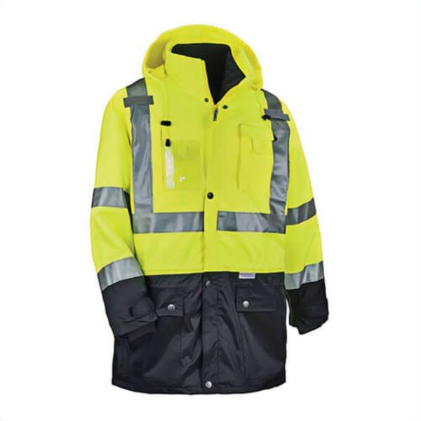 Glowear Convertible Hooded Thermal Jacket Kit, 4-in-1, Hi-Viz Lime, 300D Oxford 58 to 62 in Chest 25539 - main