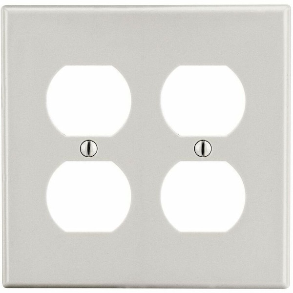 Hubbell Wiring Device-Kellems Wallplate, 2-Gang, 2) Duplex, Light Almond P82LA - main
