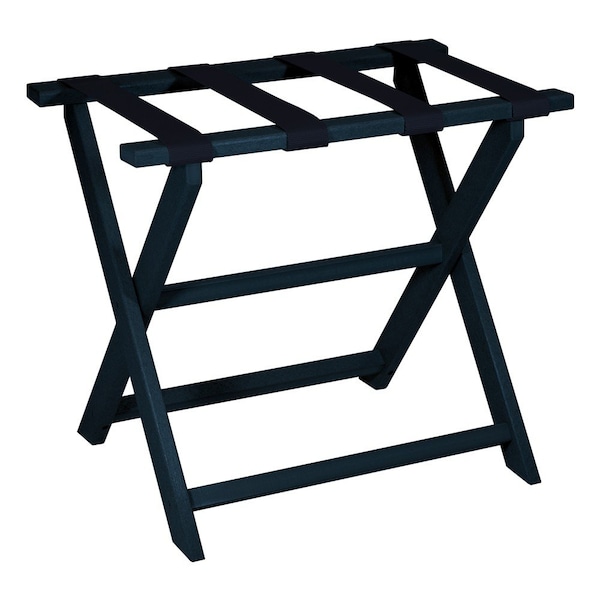 Homeroots Earth Friendly Navy Blue Folding Luggage Rack With Navy Straps 383086 - main