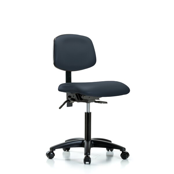 Blue Ridge Ergonomics Chair, Vinyl, Med Bench, Casters, Nav, No Arms, 22" to 29" Height, Imperial Blue BR-VMBCH-RG-T0-A0-NF-RC-8582 - main