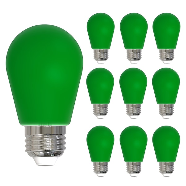 Bulbrite 25W Equivalent Ceramic Green Color S14 Weatherproof Outdoor E26 Medium Base LED Light Bulb, 10PK 862321 - main