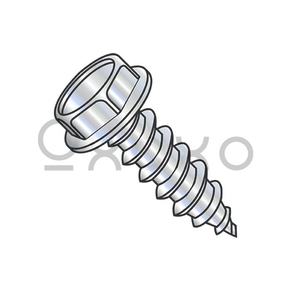 Oxoxo 14-10X1 .428-.437A/F Unslot Indent Hex Washer Self Tap Screw Type A Full Thread ZincBake, 2000PK 438979 - main