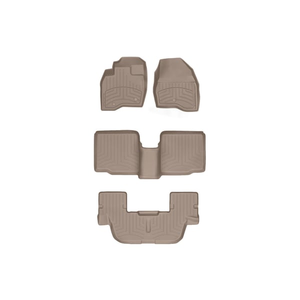 Weathertech Tan Front & Rear & Rear FloorLiner HP, 2020 - 2025 Lincoln Aviator 451576-1-2-3IM - main