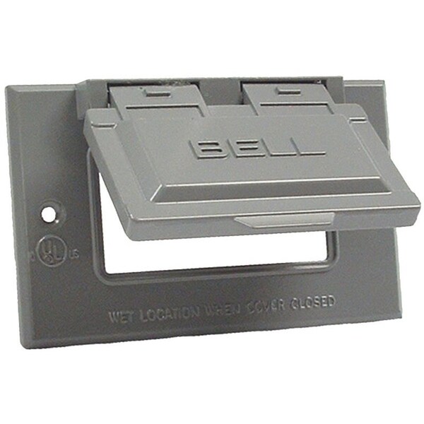 Hubbell Cover, 2-13/16 in L, 4-9/16 in W, Metal, Gray, Powder-Coated 5101-5 - main