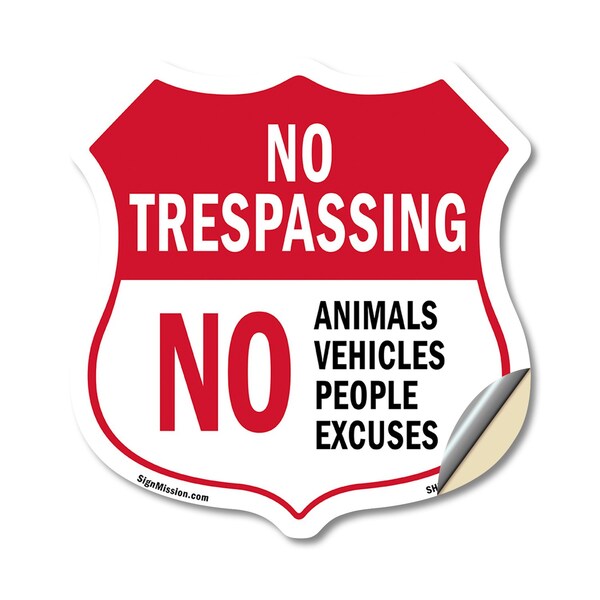 Signmission No Trespassing Shield Sign No Animals Ve, 18 Inch X 18 Inch, Vinyl Decal SHI-D-18-413 - main