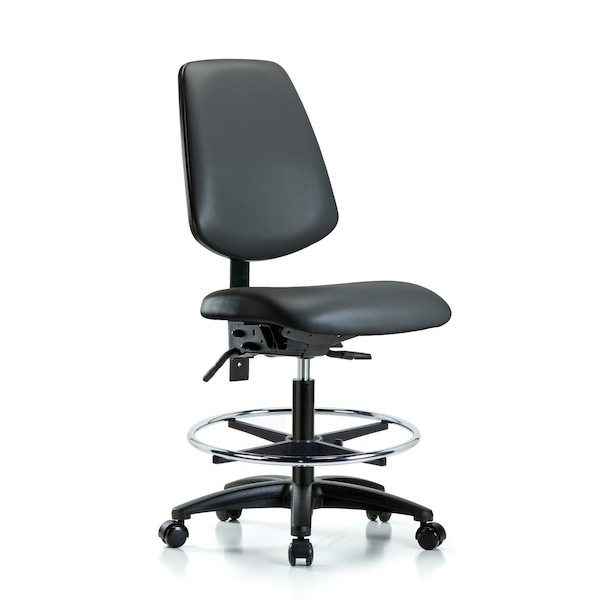 Blue Ridge Ergonomics Vinyl Chair, Med Bench, Med Back, Tilt, Foot Ring, Casters, Carbon BR-VMBCH-MB-RG-T1-A0-CF-RC-8823 - main