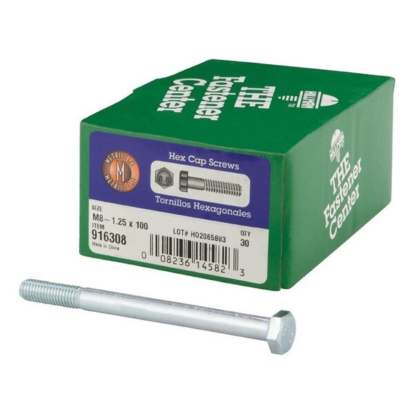 Hillman M8-1.25 mm D X 100 mm L Heat Treated Steel Hex Head Cap Screw, 30PK 916308 - main