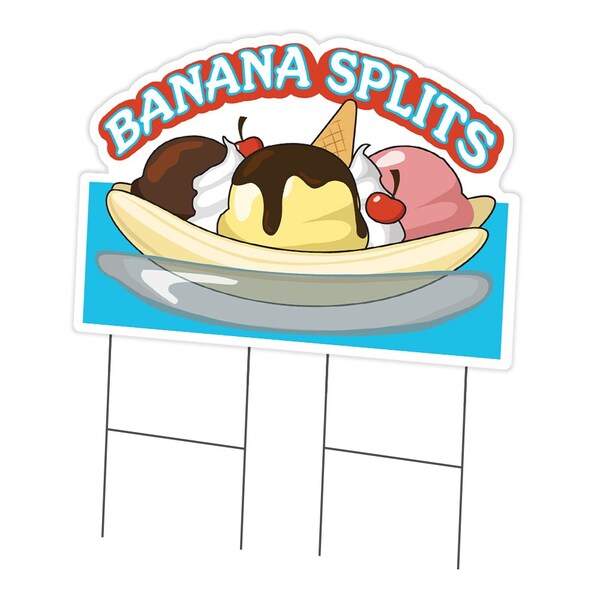 Signmission Banana Splits Yard Sign & Stake outdoor plastic coroplast window, C-DC-2436-Banana Splits C-DC-2436-Banana Splits - main