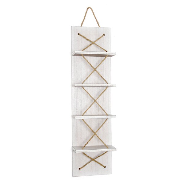 Homeroots 4" White Wood Entertainment Organizer 661175 - main