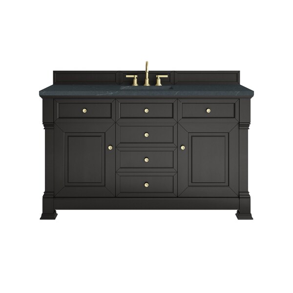 James Martin Vanities Brookfield 60 in. Single Vanity, Black Onyx w/3 CM Charcoal Soapstone Silestone Top 547-V60S-BKO-3CSP - main