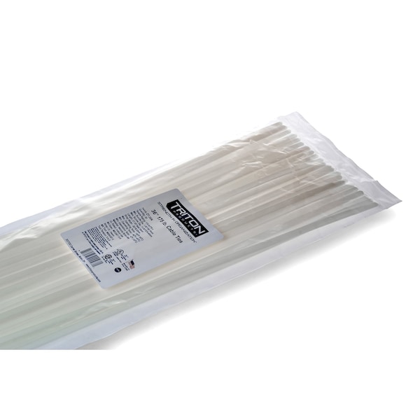 Triton Products Cable Tie, 36 in L, 11 in Max Bundle Dia., Natural, Nylon, 175 lb Strength, 50 PK ZT-36N - main