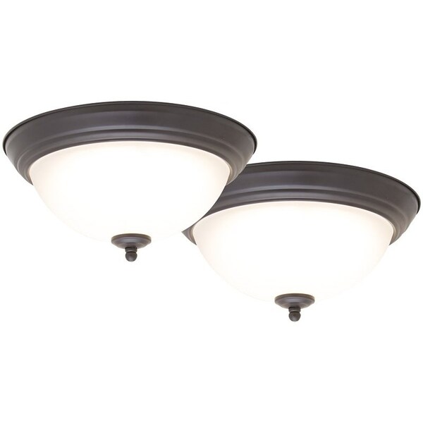 Boston Harbor Flush Mount Ceiling Fixture, 120 V, 15 W, 2-Lamp, LED Lamp, 1100 Lumens, Bronze Fixture 4200-LED- BR - main