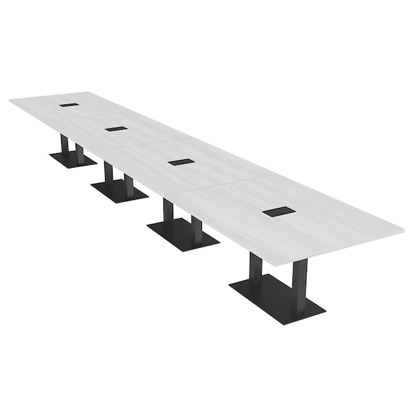 Skutchi Designs Rectangle Conference Table With Power Unit, 48 in W, 240 in L, White HAR-REC-48X240-DOU.BK-WA7976-EBLK - main