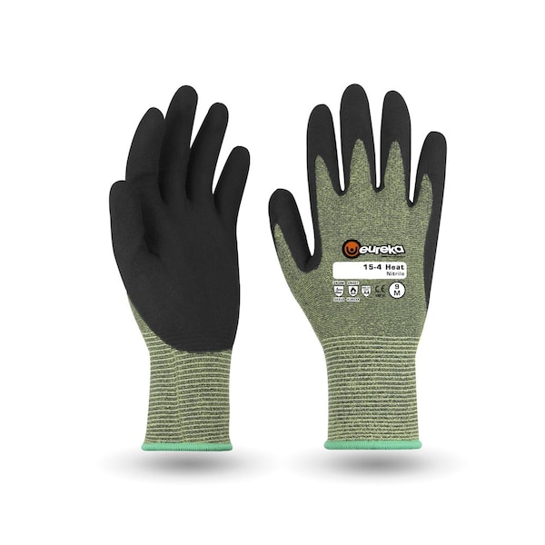 Eureka Safety Heat Resistant Glove, Para Aramide, Polyester, Elastane, Fiberglass, Anti-Static, Green/Black, 10 15-4HNI-10 - main