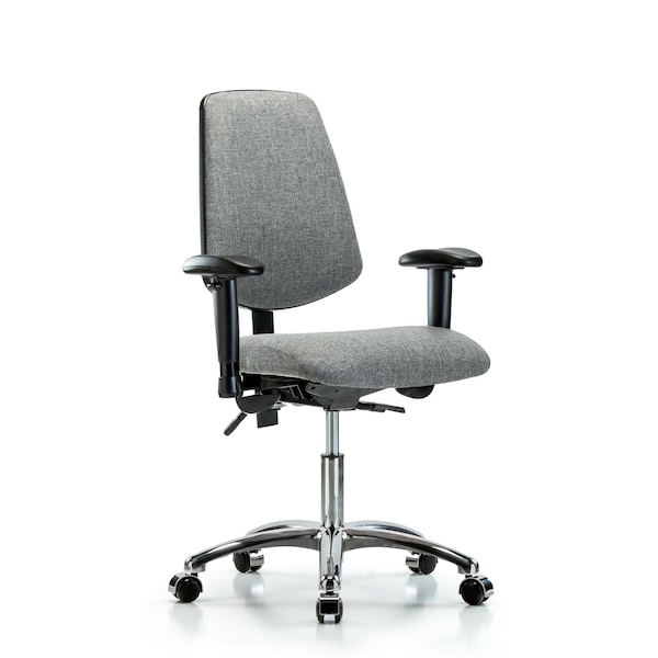 Blue Ridge Ergonomics Desk Chair Fab Desk Chair, Med, Bk, Chrm, AA, Cast, Gry, Adjustable Arms, 19" to 24" Height, Fabric, Grey BR-FDHCH-MB-CR-T0-A1-CC-F44 - main