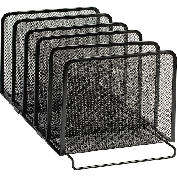 Rolodex File Sorter, Black, Metal Mesh, 8.25" W, 7.88" H, 14.38" D, 5 Number of Compartments 22141 - main