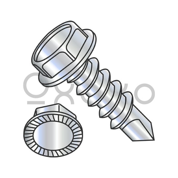Oxoxo 10-16X3/4 A/F.305-.312 HD HGT.105-.120 Unslot Hexwash Serrated Self Drill Full Thrd ZincBa, 5000PK 371452 - main