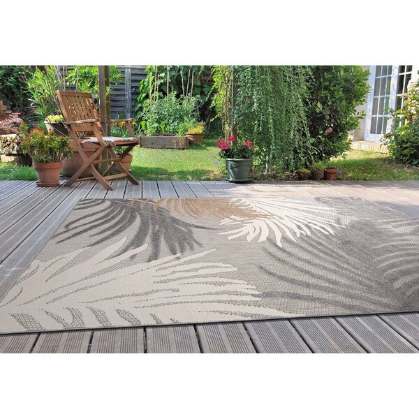 World Rug Gallery Amalfi Contemporary Tropical Floral Indoor/Outdoor Area Rug 4 ft x 6 ft Gray 8013GRAY4X6 - main
