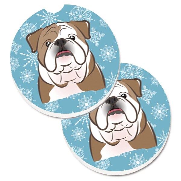 Carolines Treasures Snowflake English Bulldog Set of 2 Cup Holder Car Coaster BB1653CARC - main