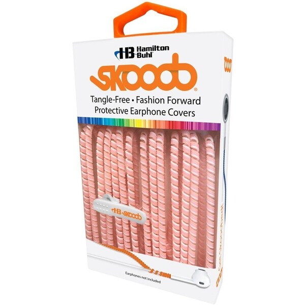 Hamiltonbuhl Skooob Tangle Free Earbud Covers, Light Pink/White, 20PK SKB-PNKW - main