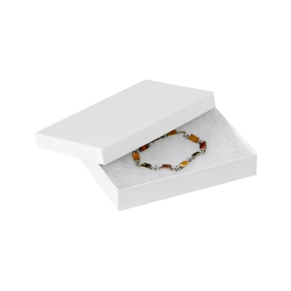 Partners Brand Jewelry Boxes, 5 1/4" x 3 3/4" x 7/8", White, PK100 JB531W - main