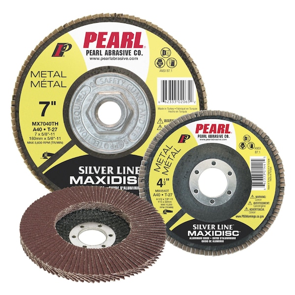 Pearl Silver Line AO Maxidisc Flap Disc 4-1/2 x 7/8 A60 T-27 MX4560T - main