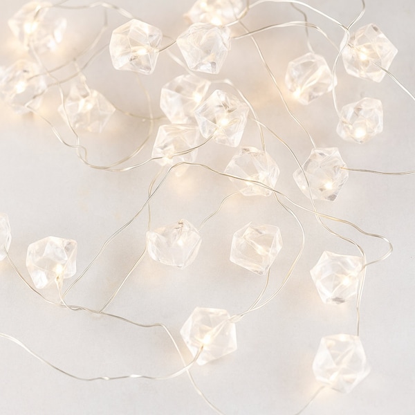 Elegani 10 LED Crystal String Lights - 4.9ft Warm White, Clear Wire, Indoor Decorative Fairy Lights PH-600050 - main