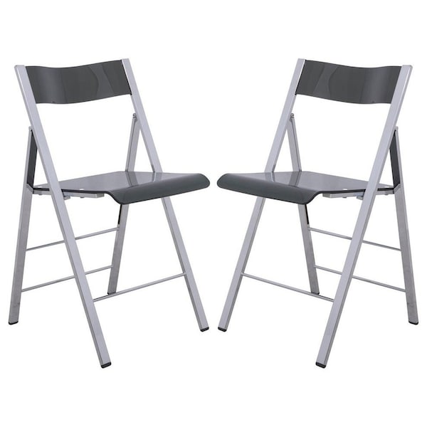 Leisuremod Menno Modern Acrylic Folding Chair, Transparent Black, 2PK MF15TBL2 - main