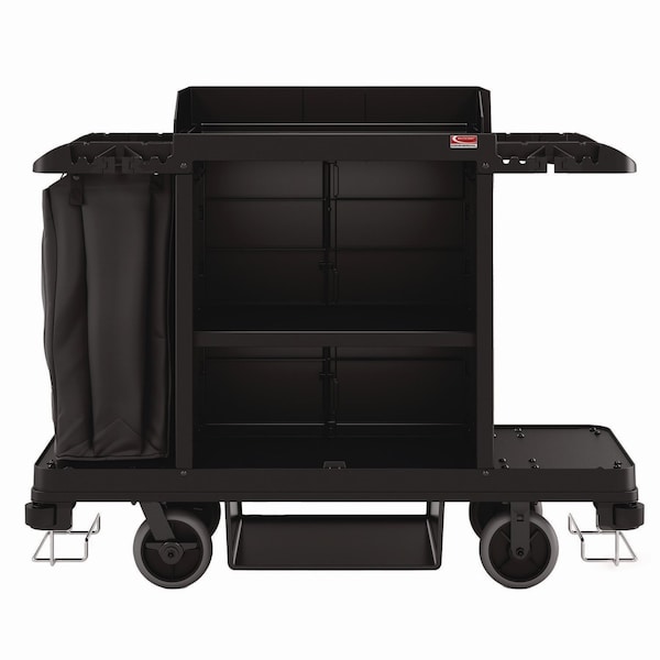 Suncast Commercial Standard Housekeeping Cart, Plastic, 1 Shelf, 24" x 62.13" x 49.75", Black HKC1000 - main