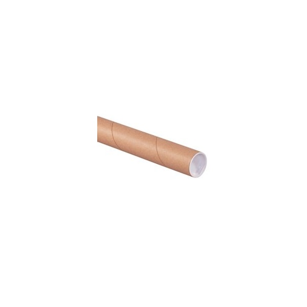 Bubblefast 1 1/2 x 12'' Kraft Tubes with Caps, 50PK BFP1512K - main