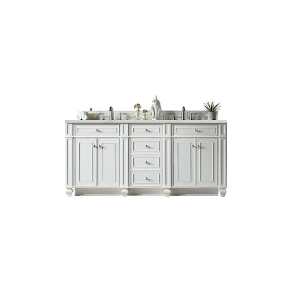 James Martin Vanities Bristol 72'' D Vanity, Bright White w/ Ethereal Noctis Silestone Top w/FreePower Wireless Charger 157-V72-BW-FENC - main