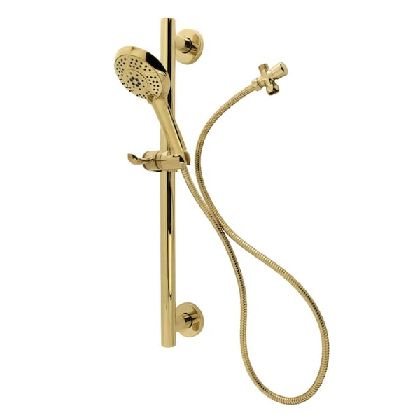 Kingston Brass Shower System with Slide/Grab Bar and Hand Shower, Polished Brass KAK1542D - main