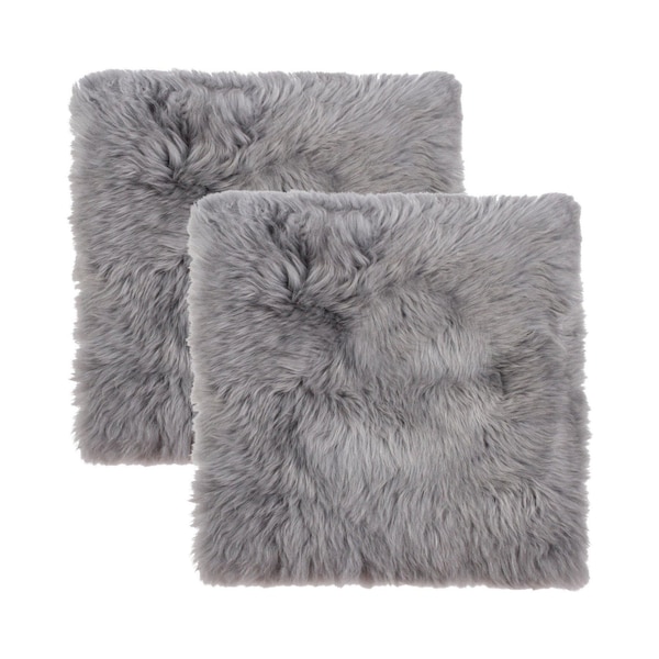 Homeroots Set Of Two 17" X 17" Grey Wool Chair Pads 489522 - main