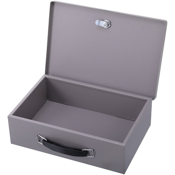 Sparco Steel Insulated Cash Box Keyed Lock, 12-13/16"W x 8-5/16"D x 3-13/16"H, Gray 15502 - main