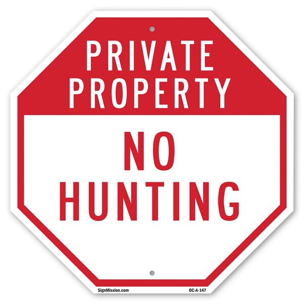 Signmission Private Property No Hunting, 10 Inch X 10 Inch, Plastic Sign OC-P-10-147 - main