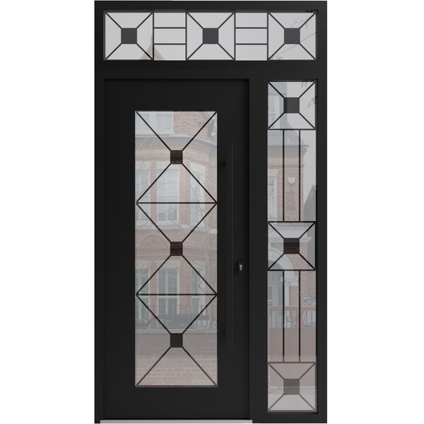 Vdomdoors Aluminum Door Iron 1655 Black Entry Steel Metal Classic Painted 52 x 96 (36+16 x 80+16)-Left Inswin IRON1655EXD-BLK-W36+16xH80+16-LH-I - main