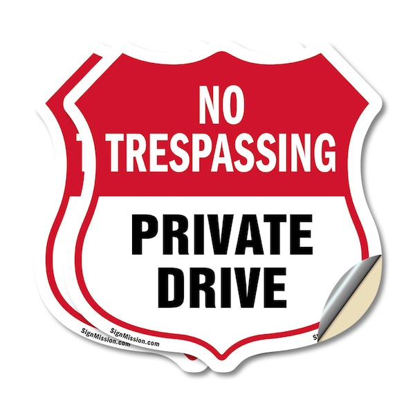 Signmission No Trespassing Shield Sign Private Drive, 4 inch X 4 inch, Vinyl Decal, 2PK SHI-D-2PACK-4-408 - main
