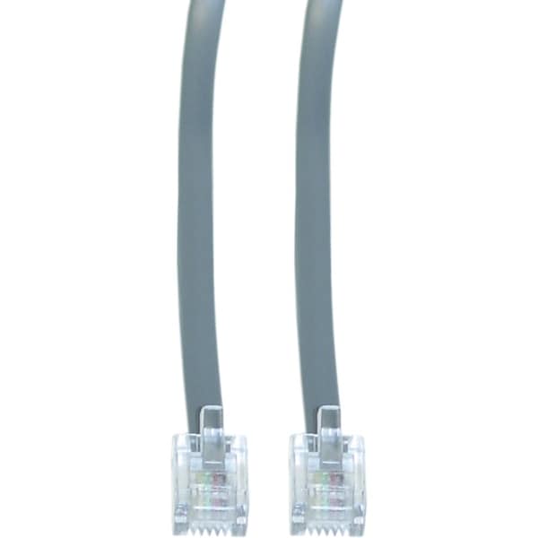 Cable Wholesale Telephone Cord (Data), RJ11, 6P / 4C, Silver Satin, Straight, 7 foot 8101-64107 - main