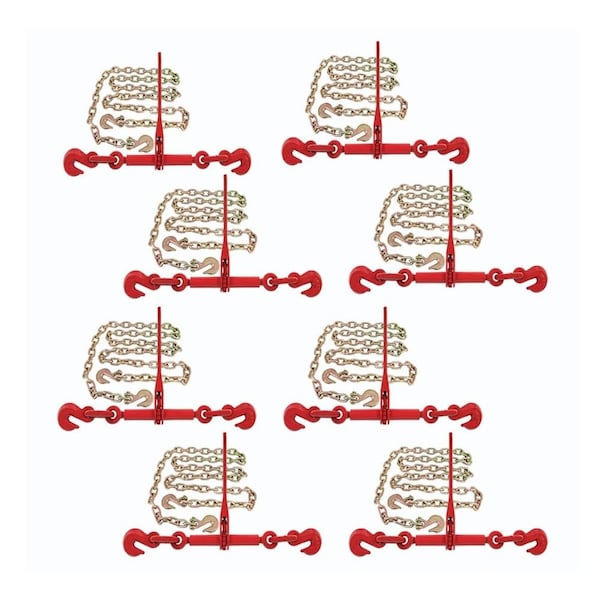 Mytee Products G70 Chain & Binder Kit - (8) 1/2 in - 5/8 in Ratchet Load Binder, (8)1/2 in x 16 ft Chain, 8PK 1216CHRBx8 - main