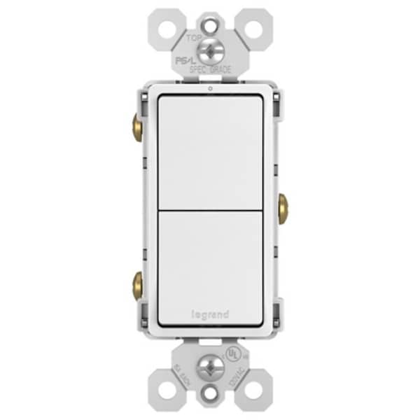 Legrand radiant Decorator Switch, 15 A, 120/125 VAC, Back Wire, Side Wire Terminal, White RCD11WCC6 - main