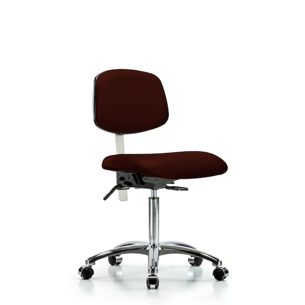 Blue Ridge Ergonomics Clean Room Chair Med Ben Chair, Vin, Chrm, Cast, Burg, CL100, No Arms, 22" to 29" Height, Vinyl BR-NCR-VMBCH-CR-T0-A0-NF-CC-8569 - main