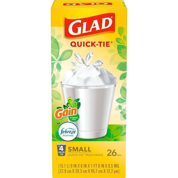 Glad OdorShield Gain Original Trash Bag, S, 4 gal, 26PK 78814 - main