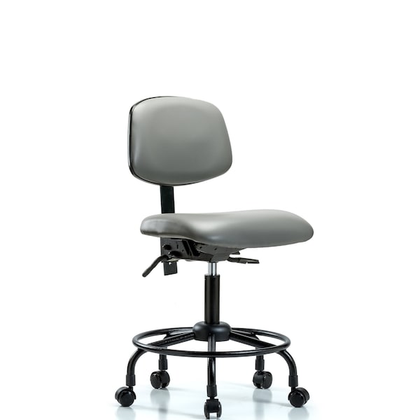 Blue Ridge Ergonomics Vinyl Chair, Desk, Round Tube Base, Casters, Sterling BR-VDHCH-RT-T0-A0-RC-8840 - main