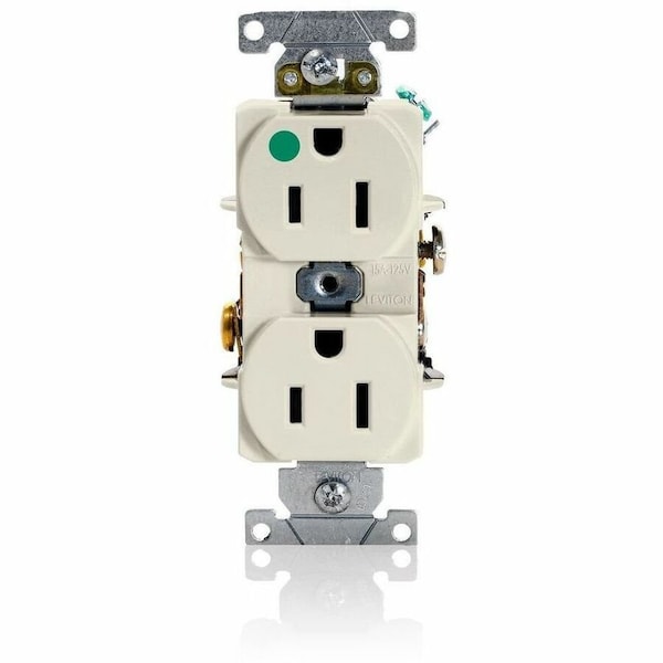Leviton Heavy Duty Hospital Grade Duplex Receptacle, 15 Amp, 125 Volt 8200-HT - main