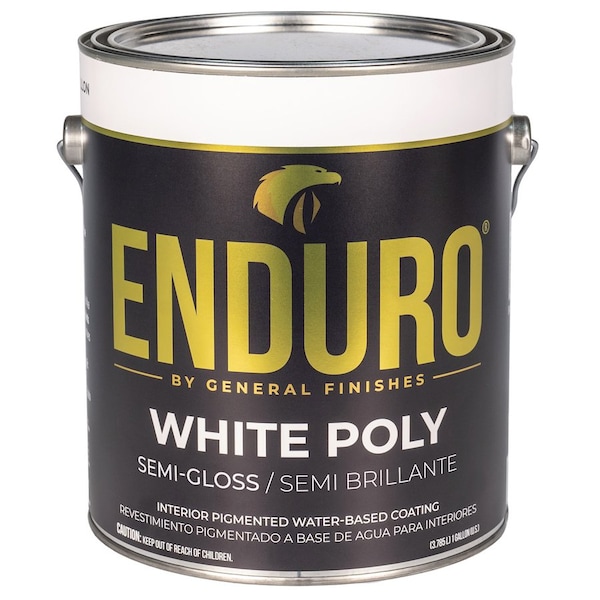 General Finishes 1 Gal General Finishes GWSG White Enduro White Poly Water-Based Topcoat Pigmented, Semi-Gloss 5GWS - main